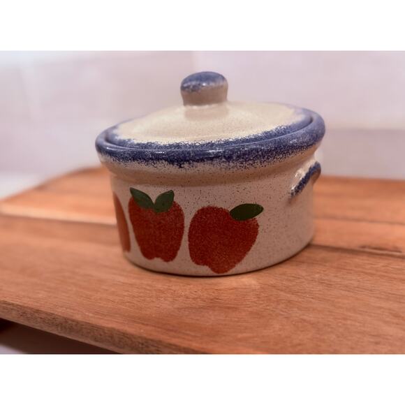 Apple Pottery Crock Small with Lid Country Apples - Picture 8 of 8